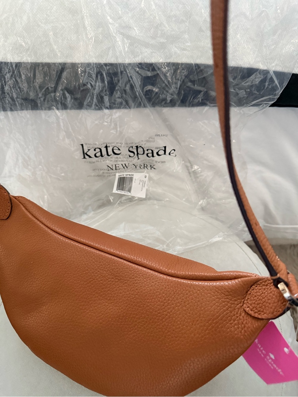 kate spade New York Chestnut Brown Pebbled Leather Crossbody Belt Bag - Picture 3 of 13